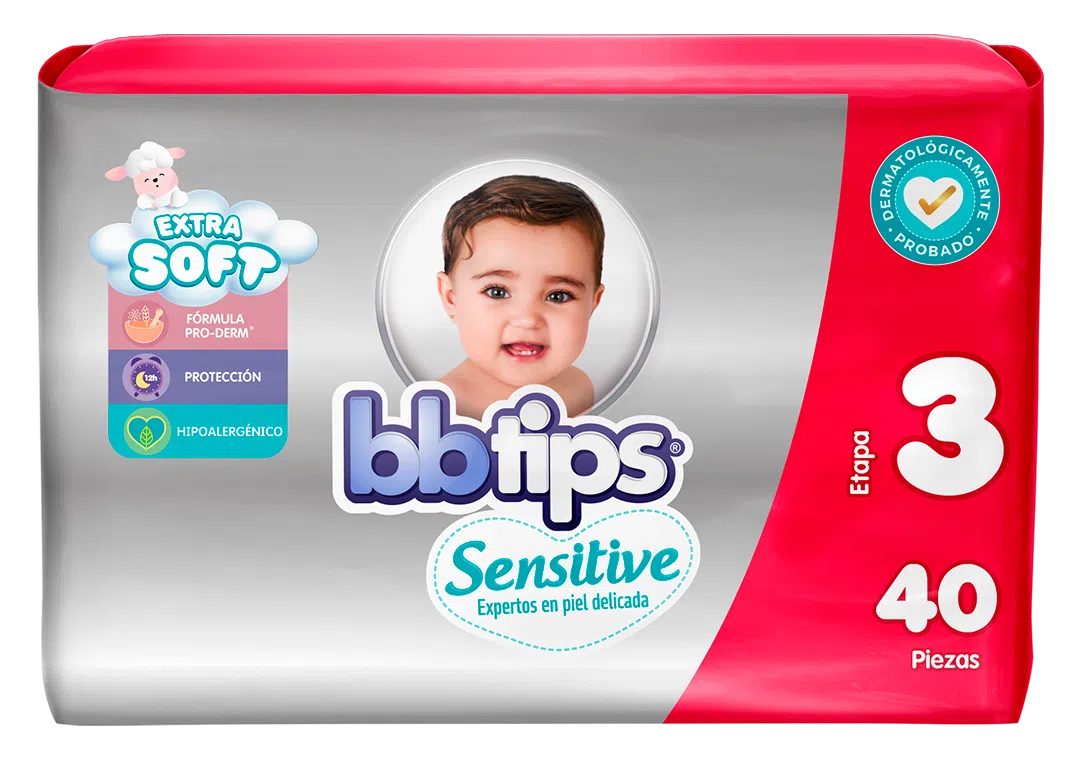 Pañales BBTips Sensitive talla recién nacido unisex 20 piezas