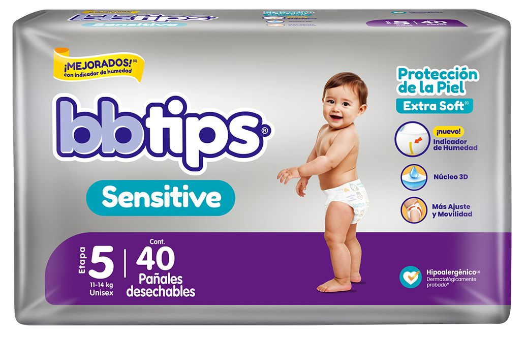 Paquete de pañales Bbtips Sensitive Talla 5